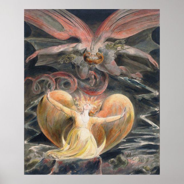 Der große rote Drache und die Frau bekleidet die S Poster (Vorne)