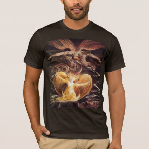 Der große rote Drache und die Frau bekleidet T-Shirt