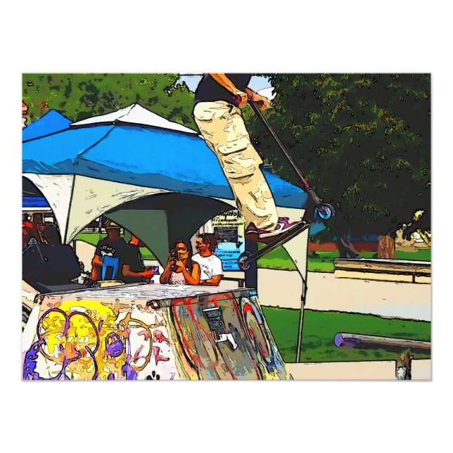 Der große Sprung - Scooter Trick Fotodruck (Vorne)