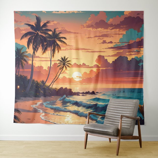 Der große, tropische Strand Wandteppich (Beispiel (Horizontal))