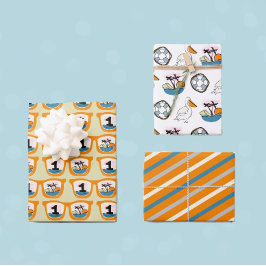 Der große tropische Strand zum ersten Geburtstag Geschenkpapier Set