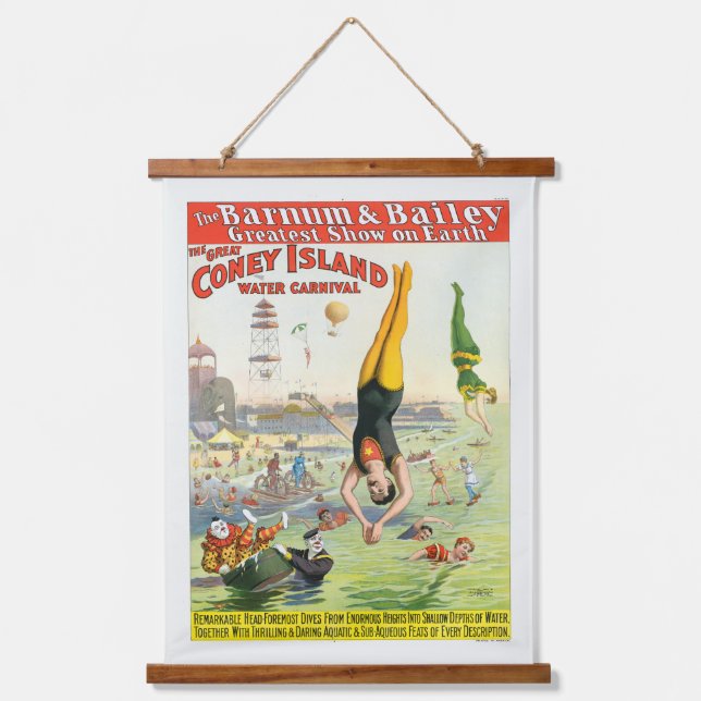 Der große Wasserkarneval der Coney Island Wandteppich Mit Holzrahmen (Vorderseite)