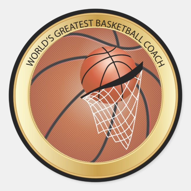 Der größte Basketballtrainer der Welt Runder Aufkleber (Vorderseite)
