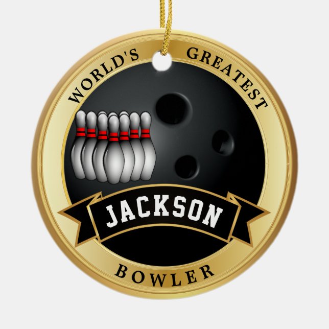Der größte Bowler der Welt Keramik Ornament (Vorne)