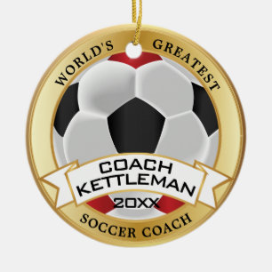 Der größte Fußballtrainer der Welt rot, schwarz Keramik Ornament