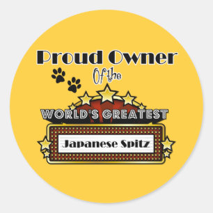Der größte japanische Spitz der Welt mit Stolz Runder Aufkleber