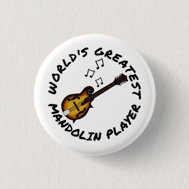 Der größte Mandolin-Spieler der Welt, der sich als Button (Vorderseite)