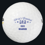 Der größte Vater der personalisierten Golfball-Wel Golfball<br><div class="desc">"Weltgrößter Vater" mit personalisiertem Namen Golfball in blau.  Passen Sie sich mit dem Namen Ihres Vaters an.</div>