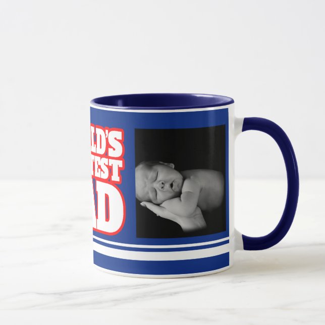 Der größte Vater der Welt fügt 2 Fotos blaue Tasse (Rechts)