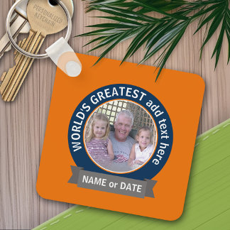 Der größte Vater der Welt Großvater Foto orange bl Schlüsselanhänger