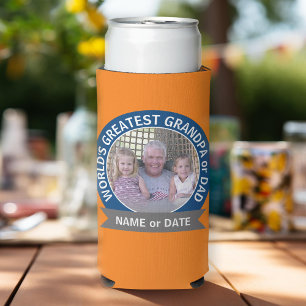 Der größte Vater der Welt Großvater Foto orange bl Selters Dosenkühler