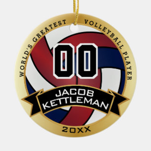 Der größte Volleyball-Spieler der Welt, Rot, Wei Keramik Ornament