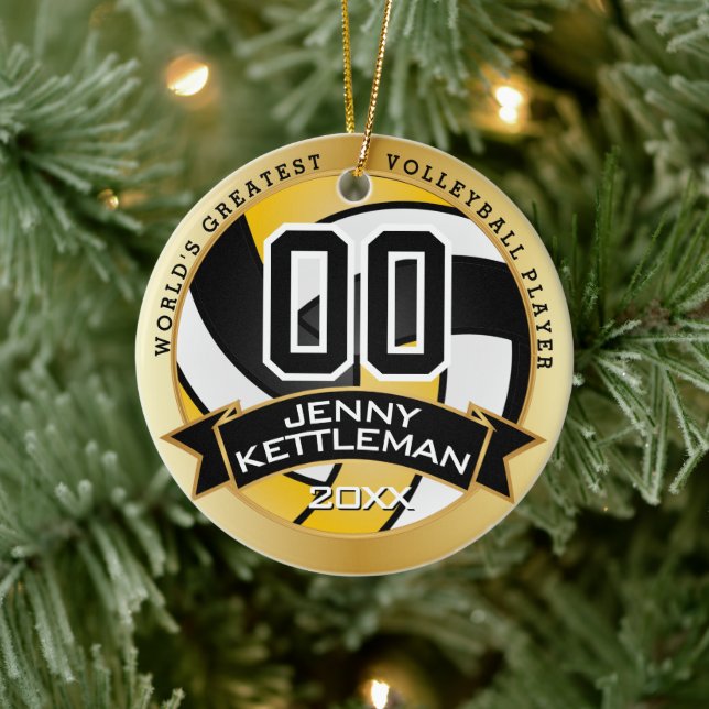 Der größte Volleyballspieler der Welt - Gelb Keramik Ornament (Baum)