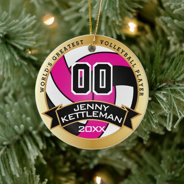 Der größte Volleyballspieler der Welt - Hot Pink Keramik Ornament (Baum)