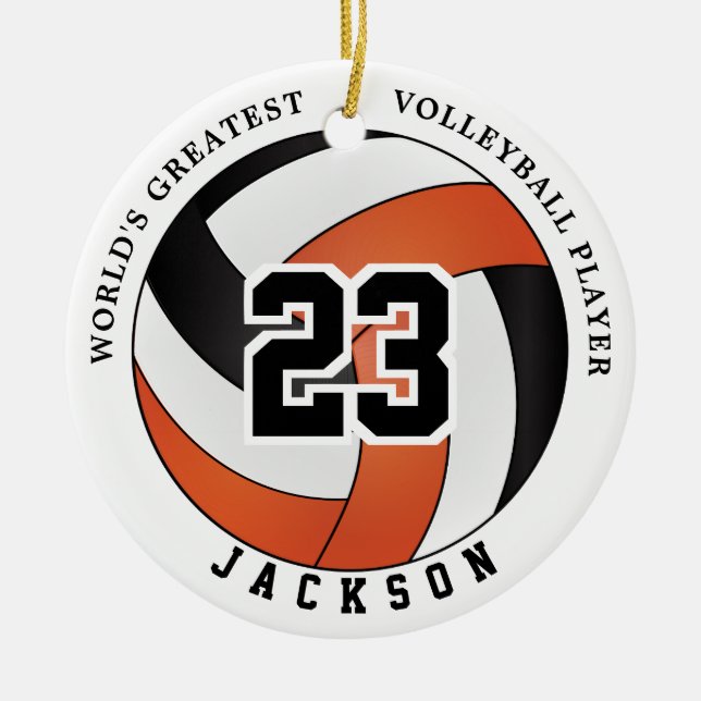 Der größte Volleyballspieler der Welt, Orange & Bl Keramik Ornament (Vorne)