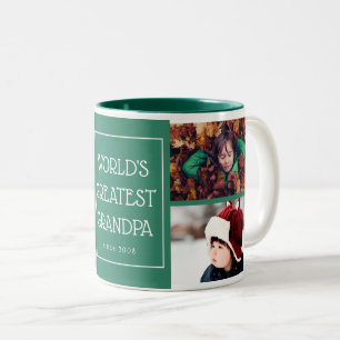 Der Großvater-Foto-Collage der grüne Welt bestst Zweifarbige Tasse