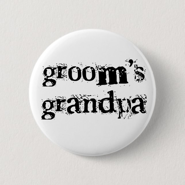 Der Großvater-Schwarz-Text des Bräutigams Button (Vorderseite)
