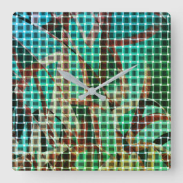 Der grün-braune Korbweisstil ähnelt trockenem Stro Quadratische Wanduhr