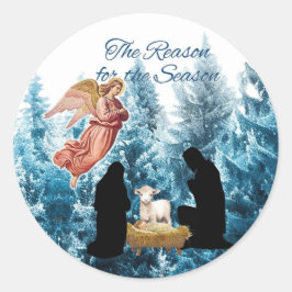 Der Grund der Jahreszeit - Jesus Runder Aufkleber