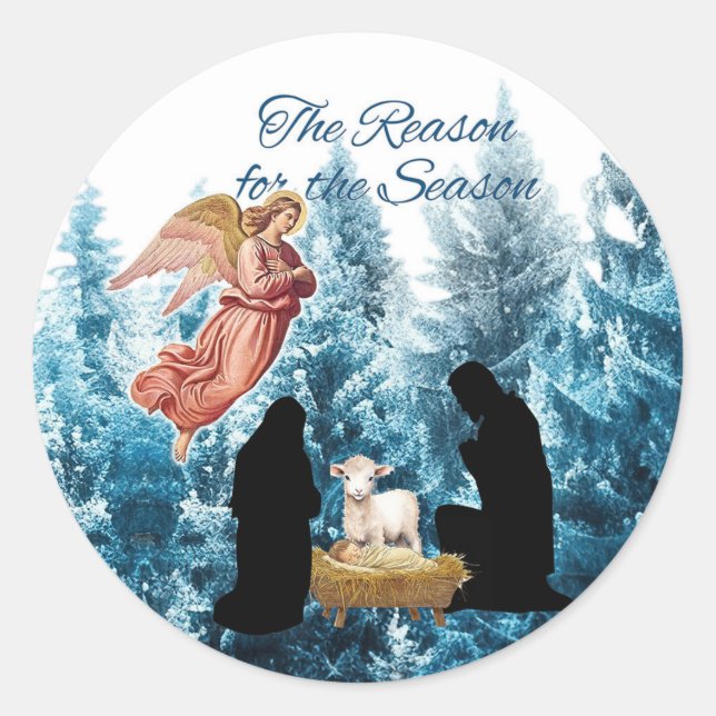 Der Grund der Jahreszeit - Jesus Runder Aufkleber (Vorderseite)