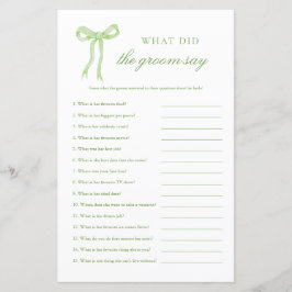 Der grüne Bow, was der Groom sagte, Bridal Game