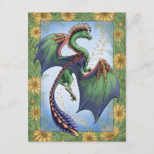 Der Grüne Drache der Sommernatur Fantasy Art Postkarte