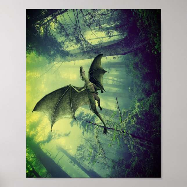Der Grüne Drache, Naturfantasy Art Poster (Vorne)