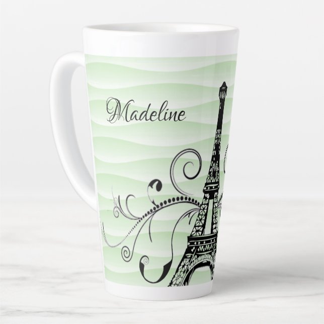 Der grüne Eiffelturm Blühe Latte-Tasse Milchtasse (Linke Ecke)