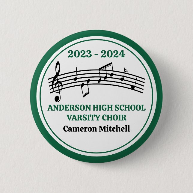 Der grüne High School Chor Custom Keepake Button (Vorderseite)