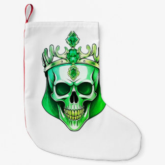 Der grüne König Schädel mit einer Juwelenkrone Kleiner Weihnachtsstrumpf