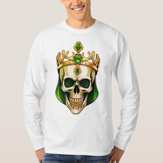 Der grüne König Schädel mit einer Juwelenkrone T-Shirt (Vorderseite)