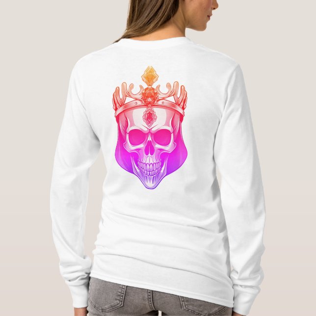 Der grüne König Schädel mit einer Juwelenkrone T-Shirt (Rückseite)