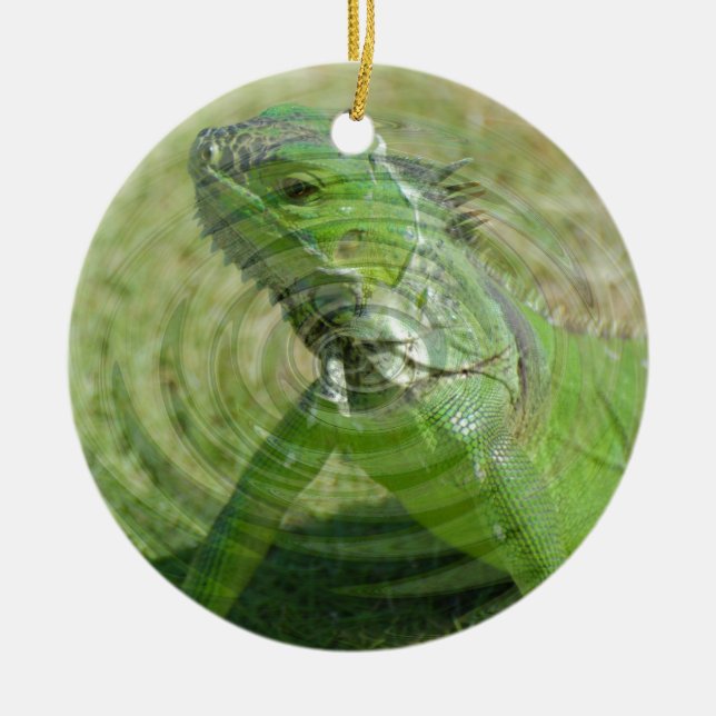 Der Grüne Leguan Keramikornament (Vorne)