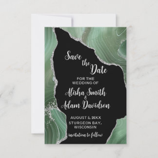 Der grüne Silber-Glitzer auf Schwarz speichert die Save The Date