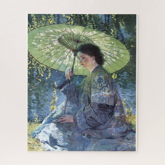 Der grüne Sonnenschirm von Guy Rose Kunstpuzzle (Vertikal)