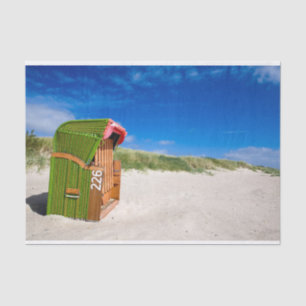 Der grüne Strandstuhl in der Nordsee Seidenpapier