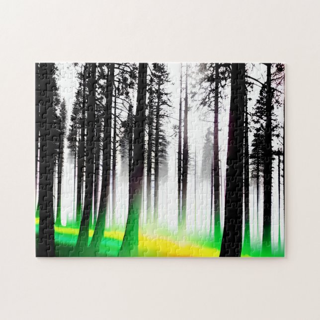 Der grüne und gelbe Nebel betritt den Silhouette-W (Horizontal)