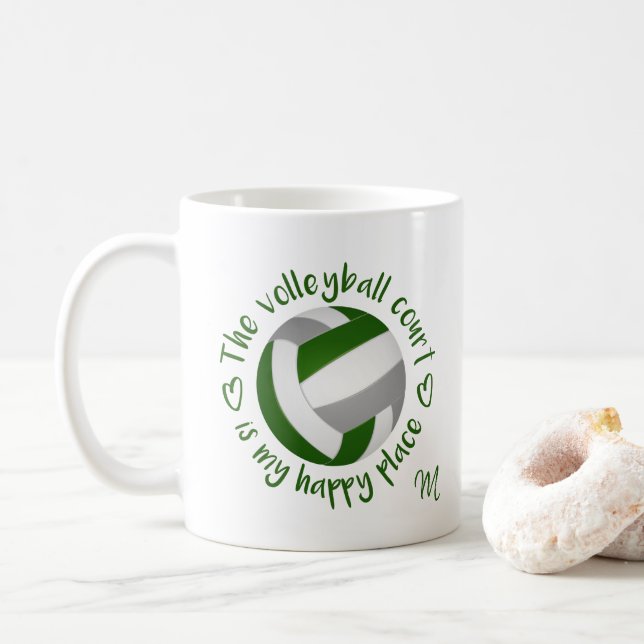 Der grüne Volleyballplatz ist mein glücklicher Ort Kaffeetasse (Mit Donut)