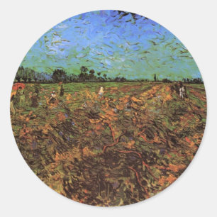 Der grüne Weinberg von Vincent van Gogh Runder Aufkleber