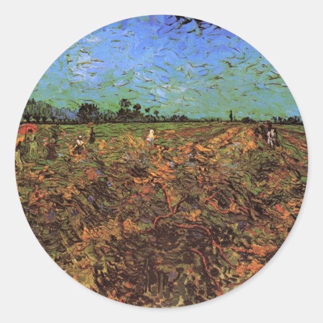 Der grüne Weinberg von Vincent van Gogh Runder Aufkleber (Vorderseite)