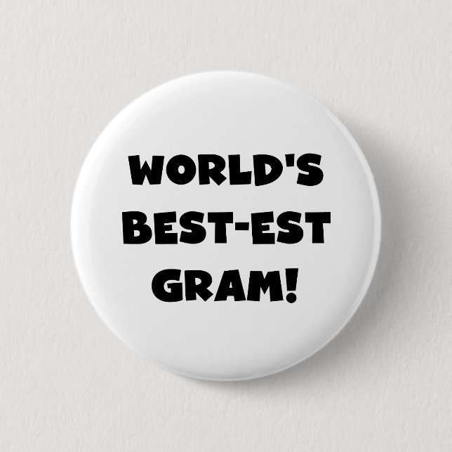 Der Gut-est-Gramm-Schwarz-Text-T-Shirts und Button (Vorderseite)