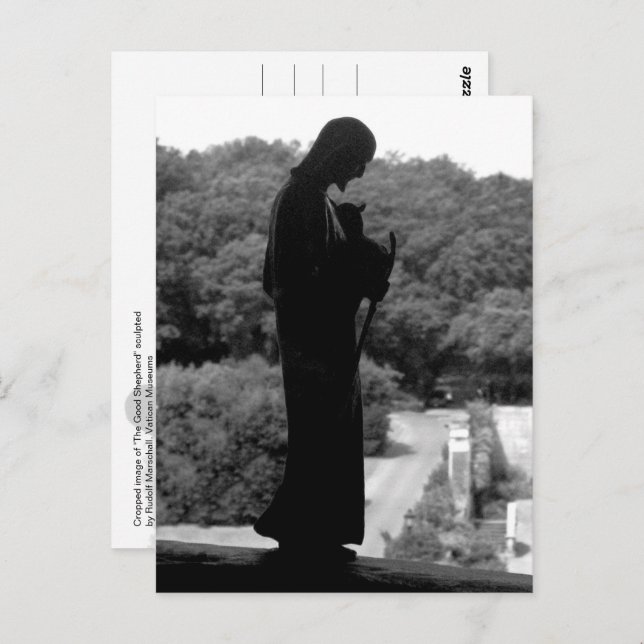 Der gute Hirte (B&W) - Postkarte (Vorne/Hinten)