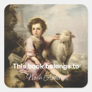 Der gute Hirte, Esteban Murillo Quadratischer Aufkleber