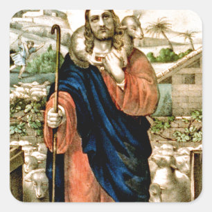 Der gute Hirte Quadratischer Aufkleber