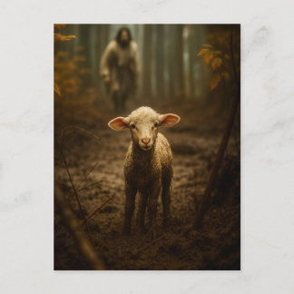 Der gute Hirte und das verlorene Lamm – Jesus & La Postkarte