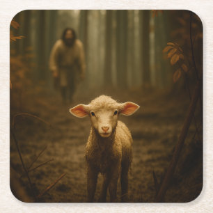 Der gute Hirte und das verlorene Lamm – Jesus & La Rechteckiger Pappuntersetzer