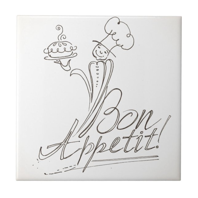 Der gute Koch sagt Bon Appetit! Fliese (Vorderseite)