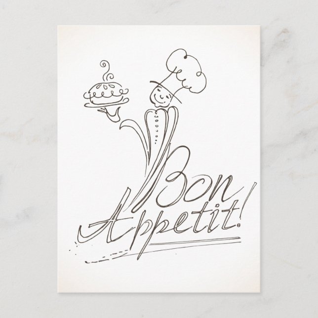 Der gute Koch sagt "Bon Appetit"! Postkarte (Vorderseite)