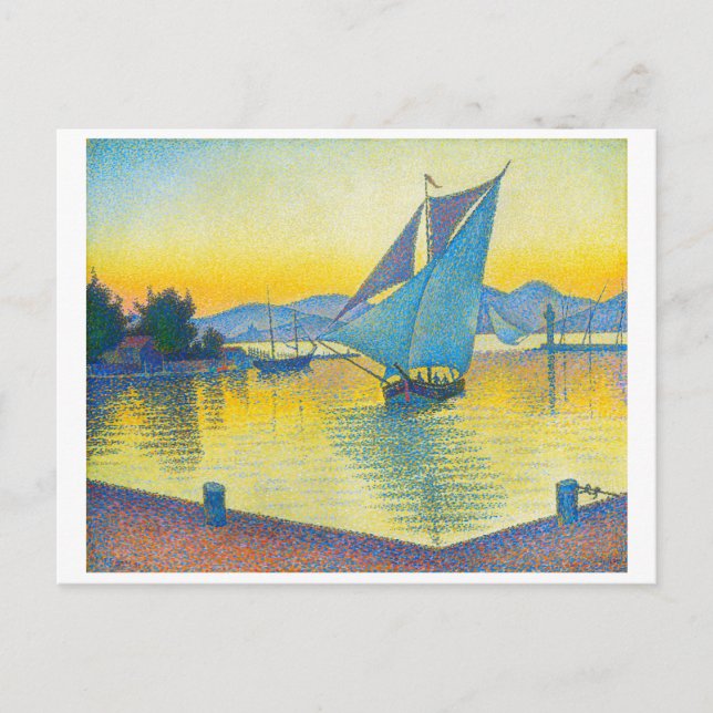 Der Hafen bei Sunset, Signac Postkarte (Vorderseite)