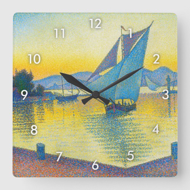 Der Hafen bei Sunset, Signac Quadratische Wanduhr (Vorderseite)